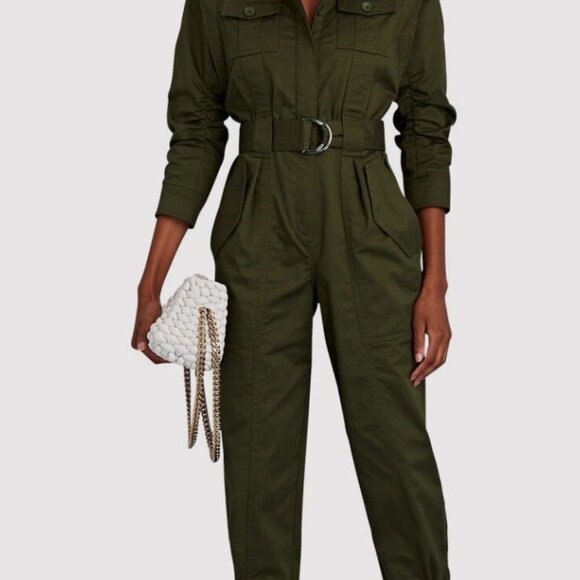 DEREK LAM 10 CROSBY Women's Chester Jumpsuit Size 2 In Green - Picture 3 of 7